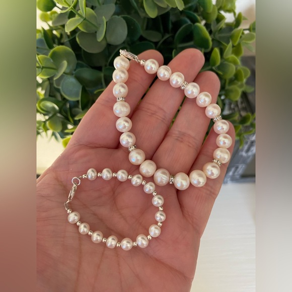 Mom and Baby Sterling silver 925 Freshwater pearl bracelets